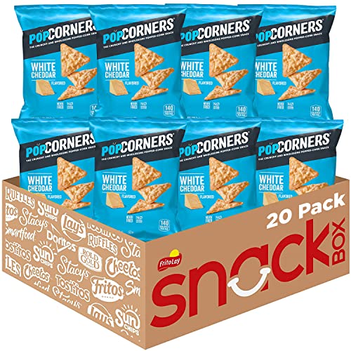 PopCorners Popped Corn Snacks, White Cheddar, 1oz Bags (20 Pack