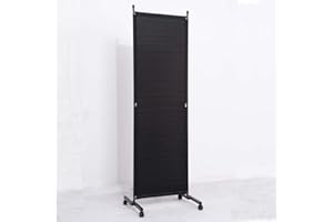 HOMSCREENER Room Divider Screen Wide Room Divider Panel/Wheels, Decorative Divider for Room Separation, 1 Panel Portable Wall Divider Freestanding Room Partitions and Dividers, Black Room Separator for Studio