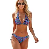 KAFFUL Womens Dopamines Printed Bikini Set, Trendy Two Piece Swimsuit, Sexy Summer Beach Bathing Suit for Vacation Pool Party