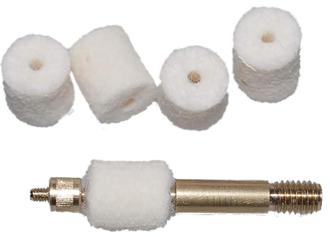 Flachberg VFG Filz Laufreiniger Set Filzlaufreiniger - 9mm Luger/para (50 Stück) + Adapter 1/8 Zoll und M5 Waffenreinigungsse
