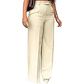 LAJIOJIO High Waist Dress Pants Women Casual,Wide Leg Business Pant Long Trousers with Pockets