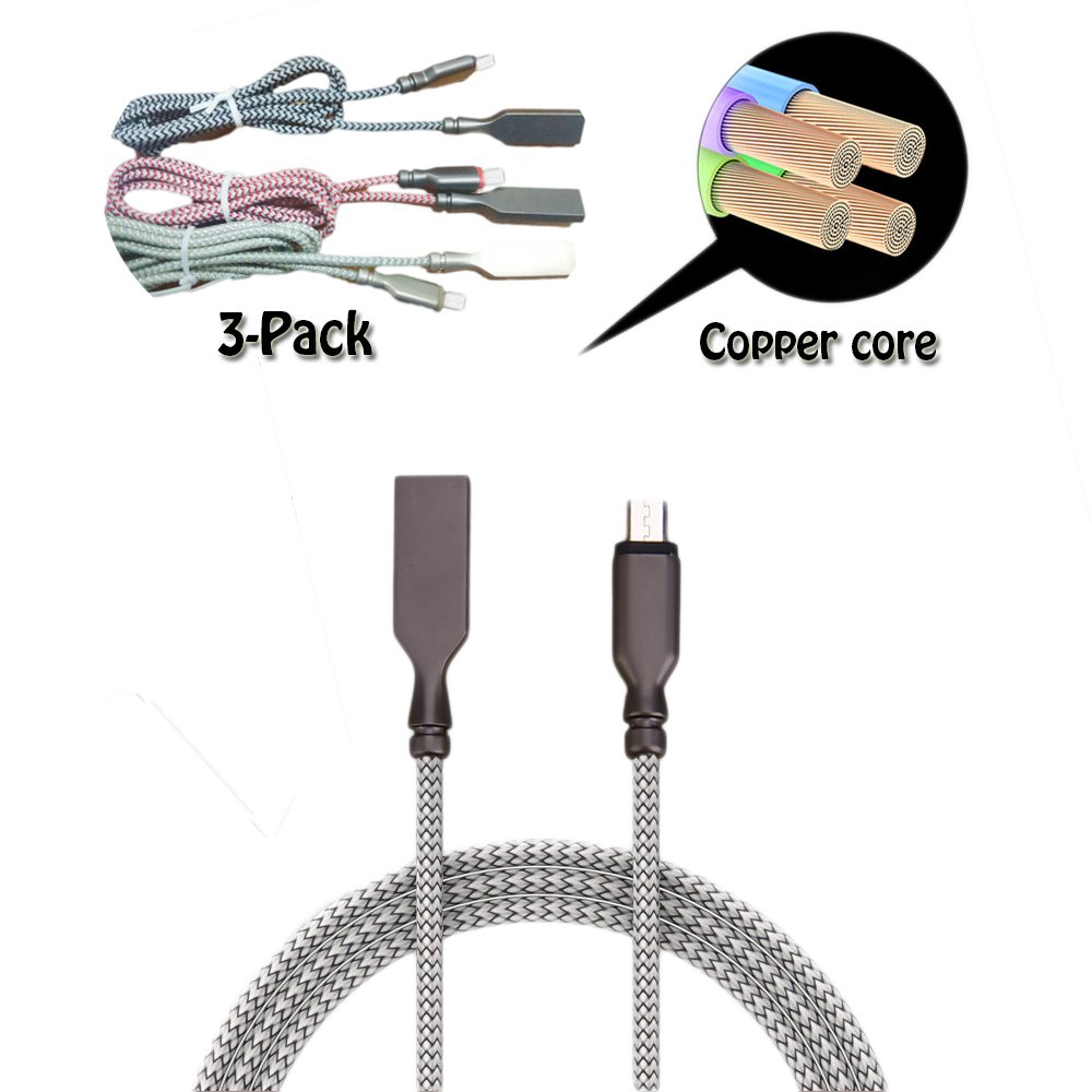 Micro USB Cable/Data Lines 3-Pack 1.0m, Alfway USB Micro Charging Cables for Samsung, LG, Nexus, HTC, Sony, Nokia, Android Devices and Powerbank, Bluetooth Speakers.