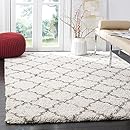 Safavieh Hudson Shag Collection SGH282A Ivory and Grey Moroccan Geometric Quatrefoil Area Rug (4' x 6')