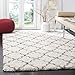 SAFAVIEH Hudson Shag Collection Area Rug - 9' x 12', Ivory & Grey, Moroccan Trellis Design, Non-Shedding & Easy Care, 2-inch Thick Ideal for High Traffic Areas in Living Room, Bedroom (SGH282A)