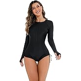 Women's One Piece Rashguard Floral Surfing Swimsuits Swim Rash Guard Boyleg Bathing Suit UV Protection Swimwear