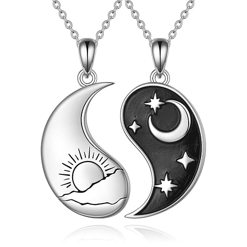 NIFUNAO Matching Couples Friendship Necklace Sun and Moon Necklace