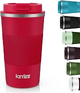 KETIEE 510ml Insulated Travel Mug with Leakproof Lid Red