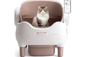 KITPLUS Self Cleaning Litter Box, Automatic Cat Litter Box with APP Control, Odor-Free Waste Disposal Includes Trash Bags, Large Waste Bin, Open-Top, for Multiple Cats
