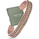 MagEnergy Handcrafted Women's Copper Bracelet, Magnetic Copper Cuff Bracelet with Twisted Wire, Adjustable Bangle & Healthy Jewelry Gift
