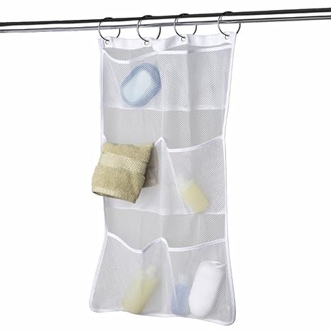 Amazon Com Mullsan Shower Curtain Rod Liner Hooks Bath Caddy