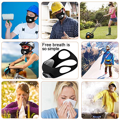 Smart Electric Masks Fresh Air Purifying Mask Anti Pollution Mask N95 for Exhaust Gas, Pollen Allergy, PM2.5, Running, Cycling and Outdoor Activities (Black, mask) - Thumbnail 3