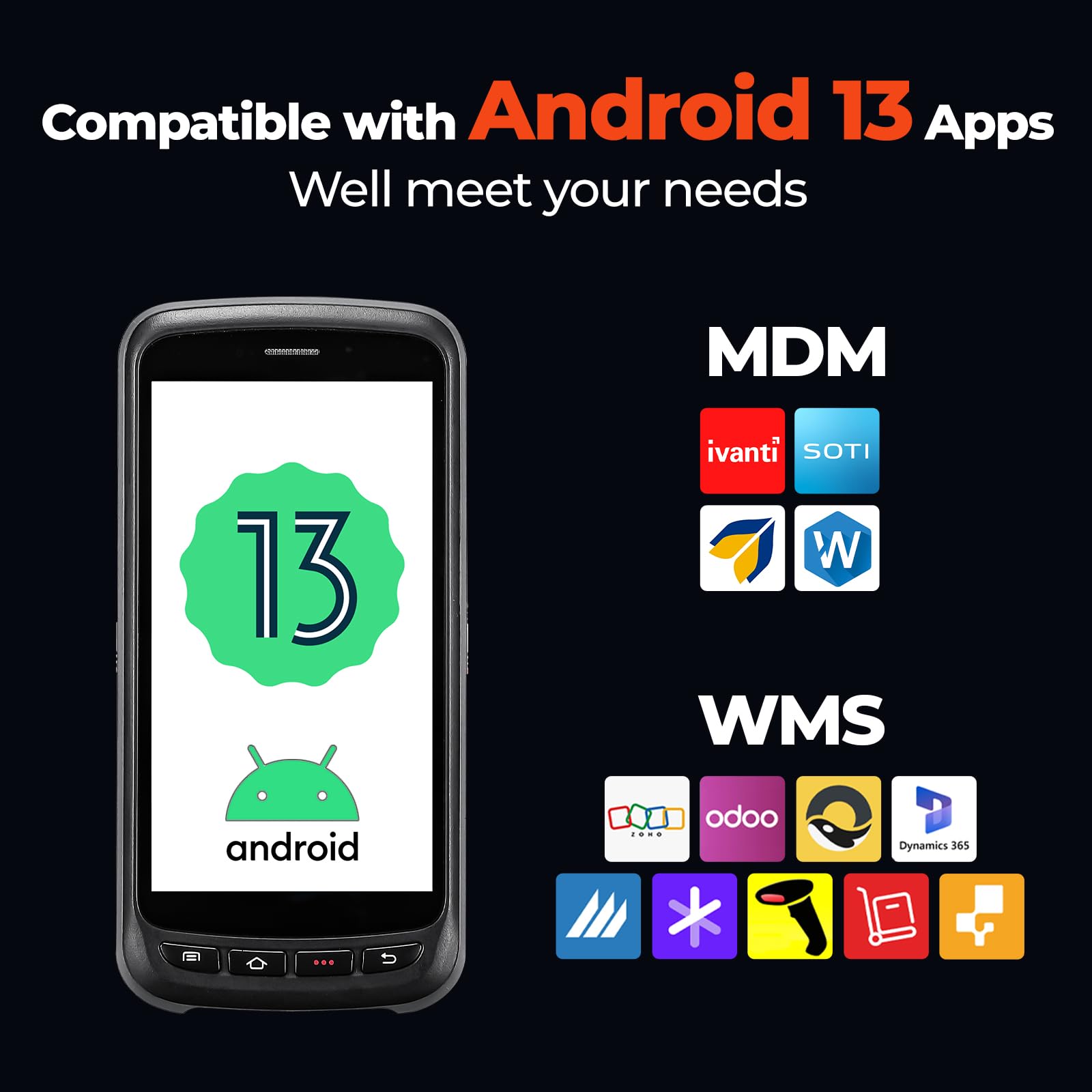 MUNBYN Android Barcode Scanner Full Screen, 8000mAh Mobile Computer, 1D/2D QR Zebra SE4710 Engine, Handheld Android 13, PDA for WMS, 4G Wi-Fi Inventory Bar Code Scanner