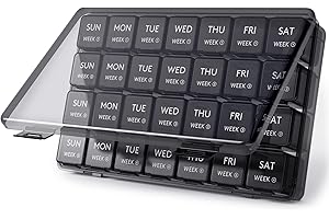 Lifewit Monthly Pill Organizer, 28 Day Personal Pill Dispenser, 4 Weeks/One Month Pill Box,Pillulier Cases,Large Compartments