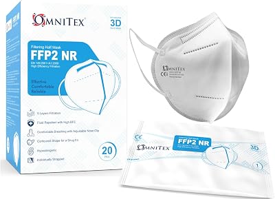 Omnitex FFP2 Face Mask Box 20 Individually Wrapped EN149 CE Certified