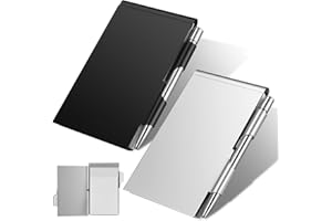 ifundom 2pcs Metal Pocket Notebooks with Pen and Aluminum Card Holder, Refillable Small Notepad Set