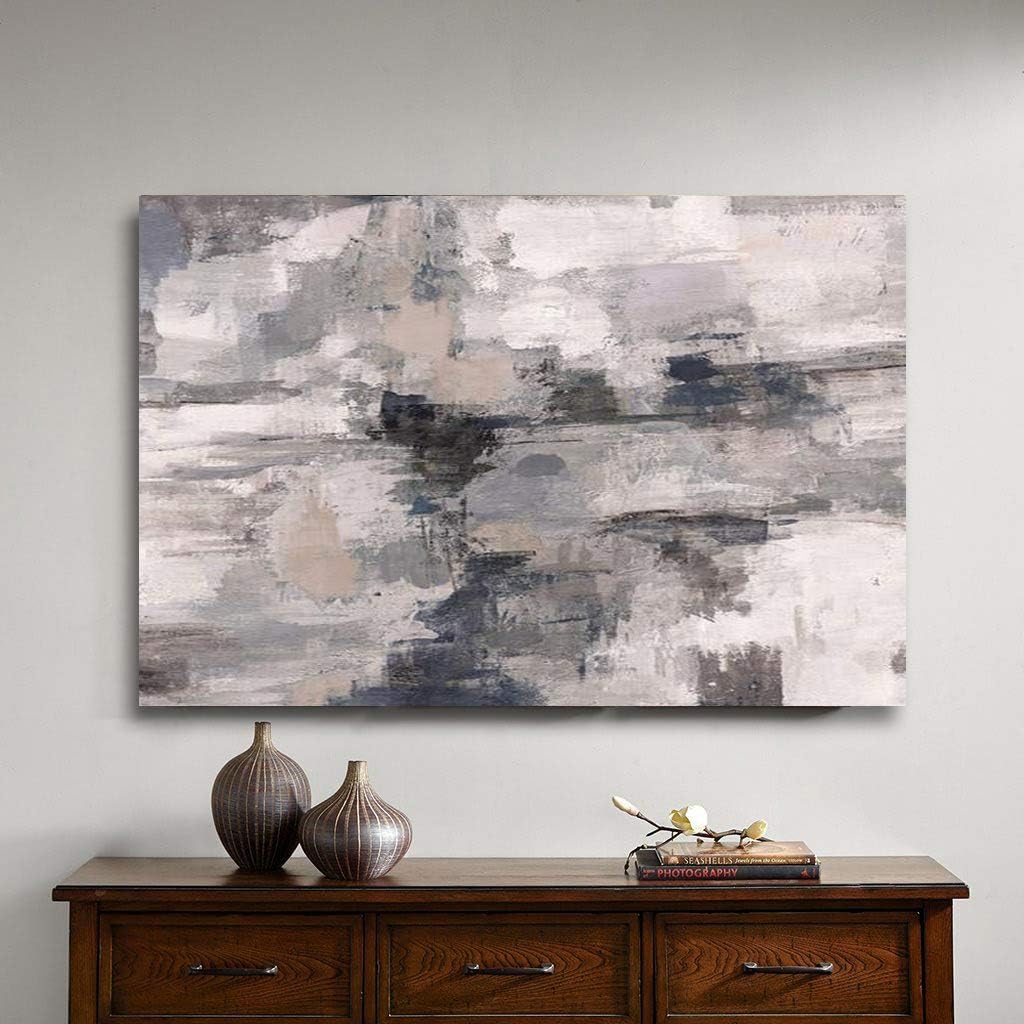 Orlco Art Handmade Gray Abstract Oil Painting on Canvas Professional Art Poster Wall Picture for Living Room Sofa Decoration Decoration Home Black and Gray 28x36inch