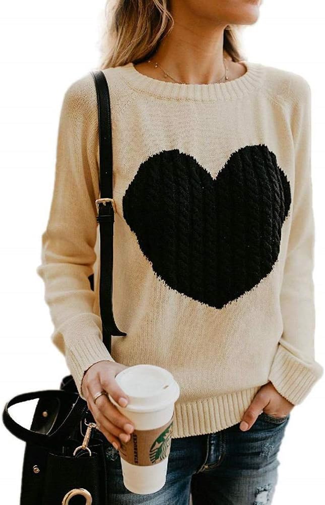Womens Sweaters Chunky Cable Knit Cute Heart Pullover Fall Winter Cardigan Tops