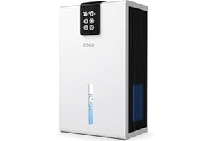 PSOS Dehumidifier, Dehumidifiers for Home, 98 OZ Water Tank, (1000 sq.ft) Quiet Dehumidifier for Basement Bedroom Bathroom with Humidity Display, Auto Shut Off, Relaxing 7 Color Ambient Light(White)