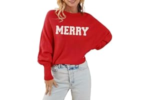 Scgirl Womens Merry Christmas Sweaters Long Batwing Sleeve Sweater Loose Fit Pullover Top Sweaters
