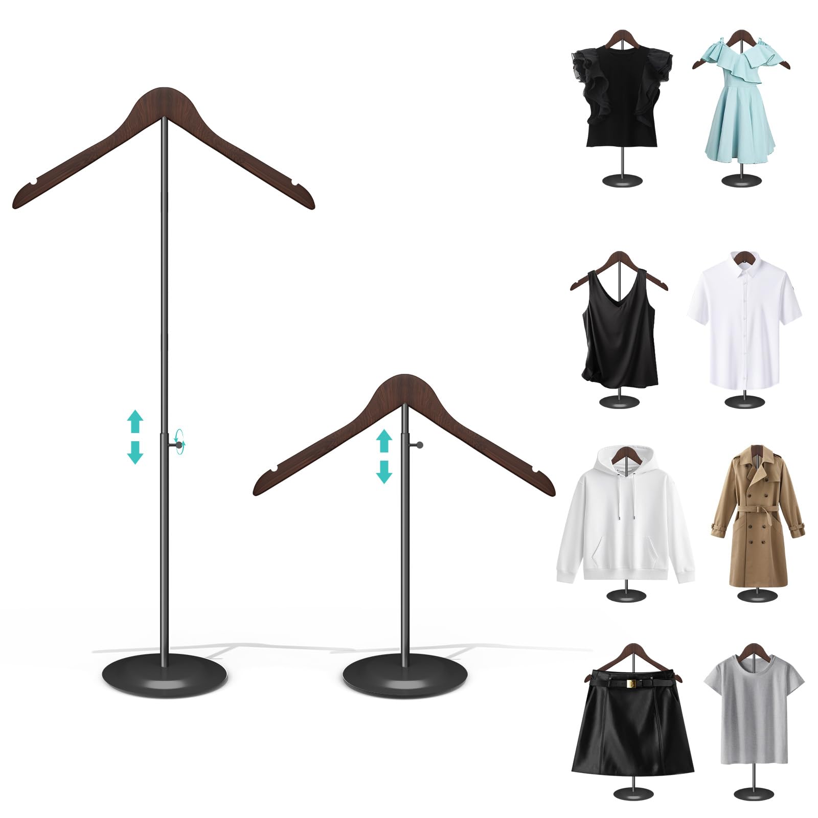 Photo 1 of 2 Pack T Shirt Display Stand, 17-31 Inch Height Adjustable Mannequin Torso for Vendors, Portable Dress Form Mannequin Stand Clothes Rack for Clothing Dress Jacket Coat Retail