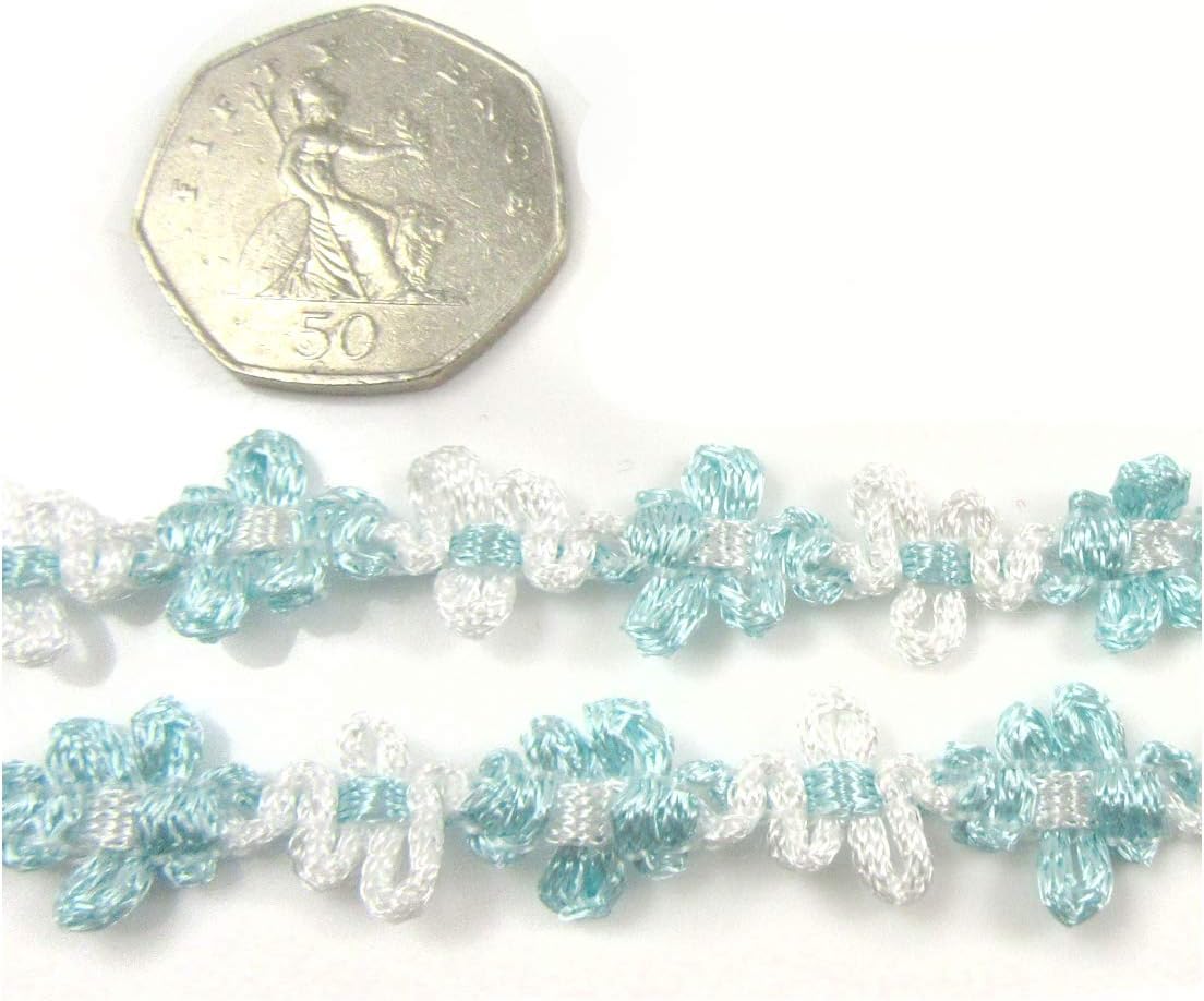 Floral Design Sewing Trimming/Edging 15mm *21 Styles* Decorative Trim UK (H5111 Light Blue, 5 Metres)