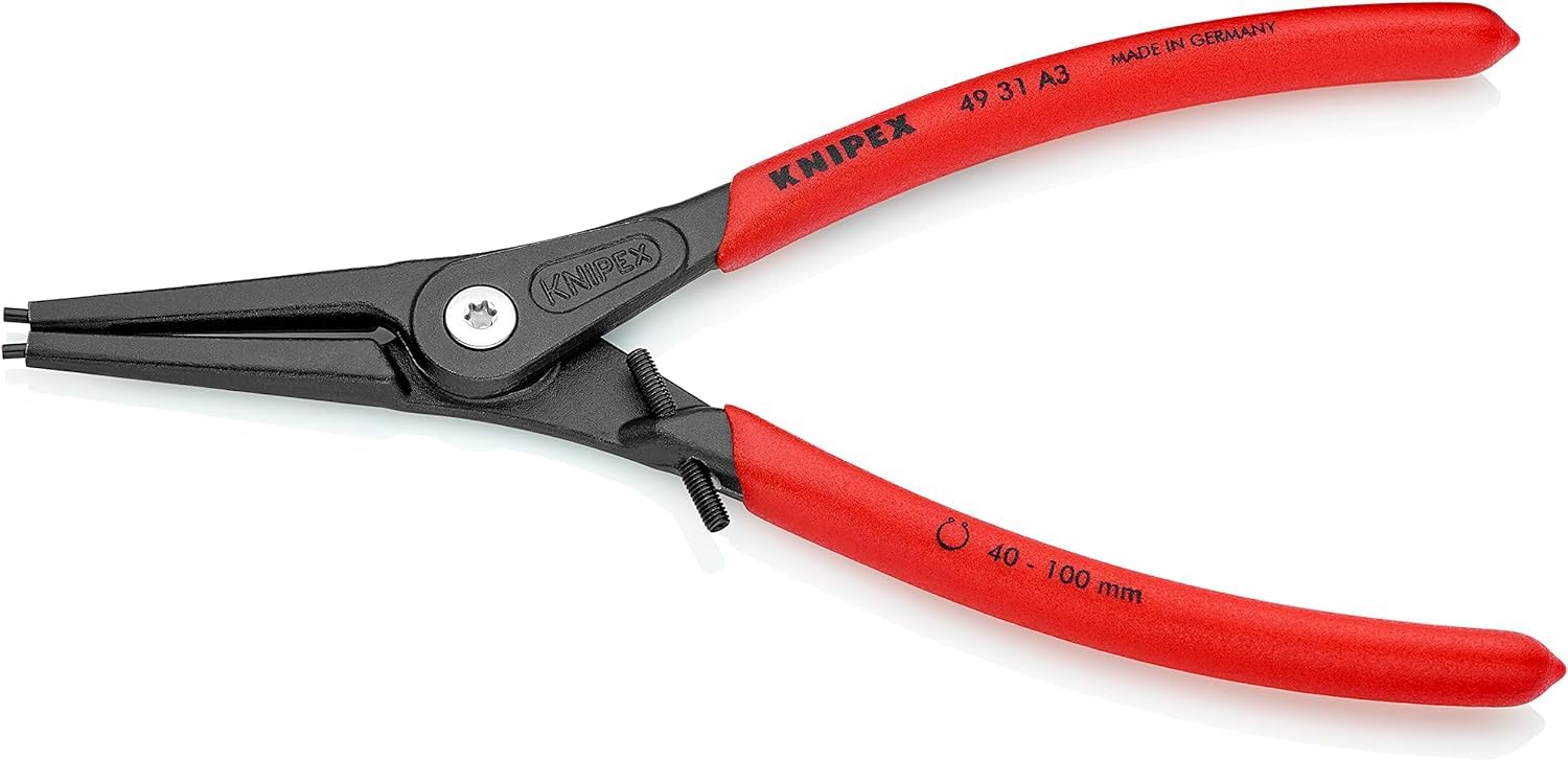 KNIPEX Precision Circlip Pliers for External Circlips on Shafts with Overexpansion Guard with Non-Slip Plastic Coating, 49 31 A3