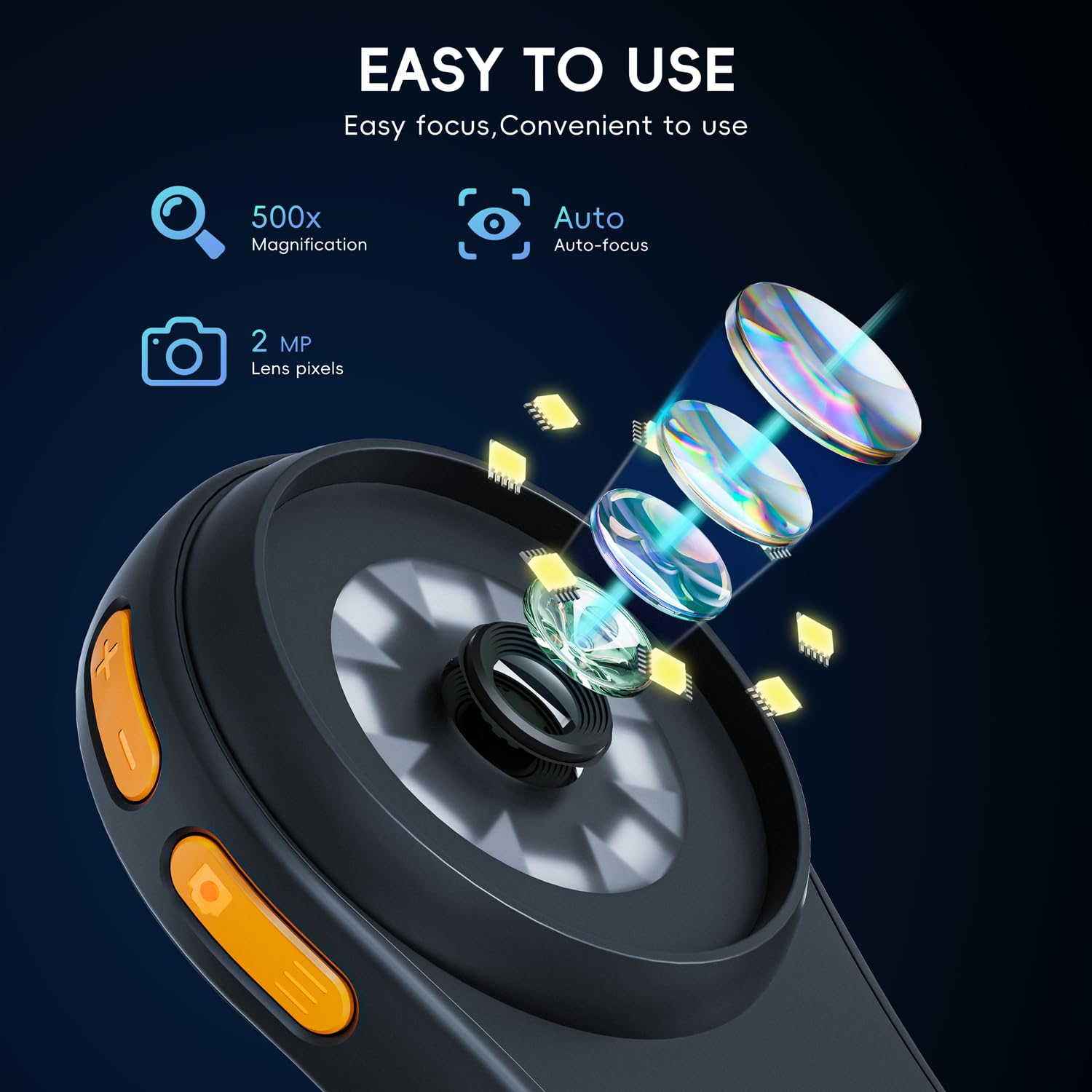 Handheld Digital Microscope for Kids Adults, SKYBASIC 500X Coin Microscopes Magnifying Glass, 2
