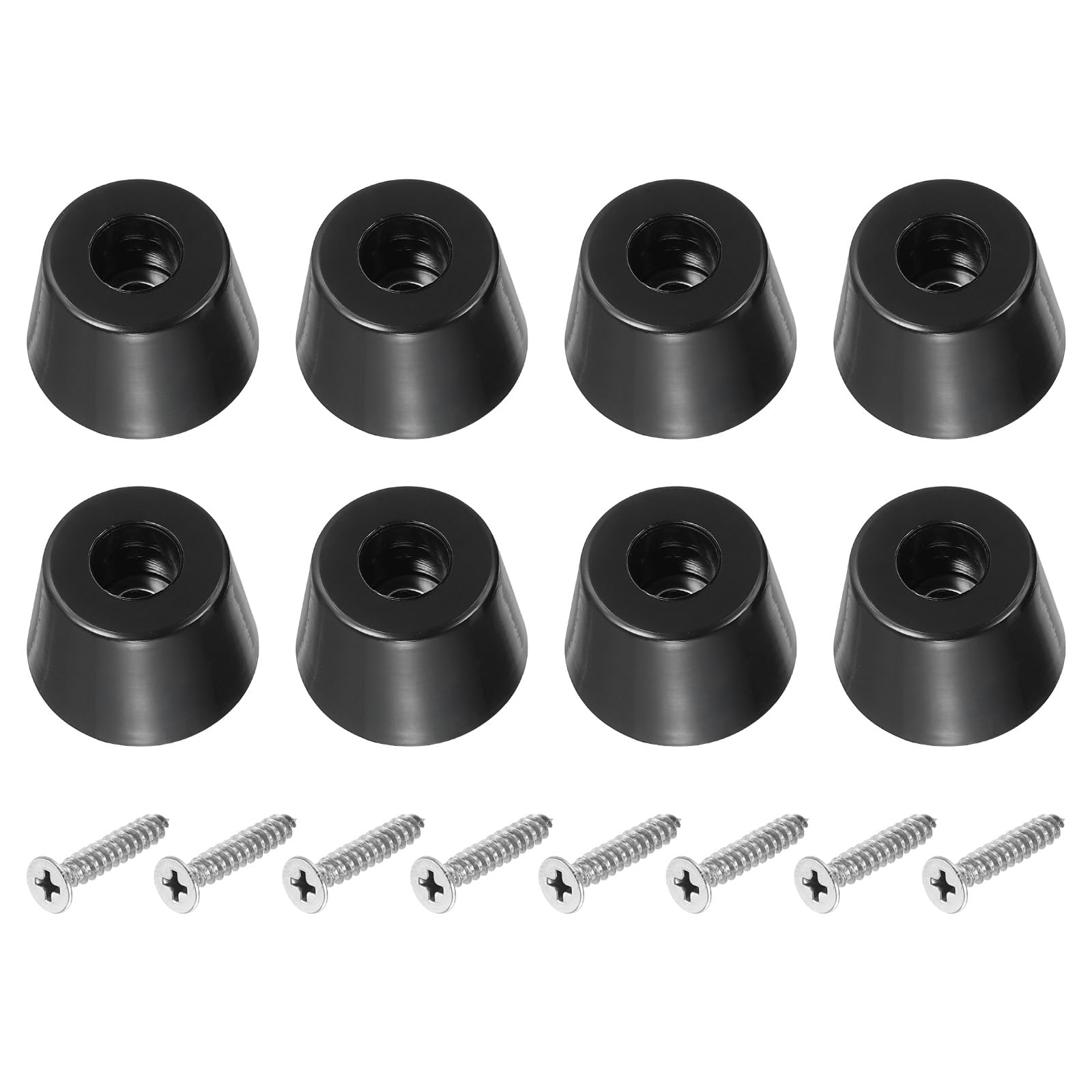 PATIKIL Cutting Board Feet, 8 Pack Round Rubber Feet Bumpers Non Slip Bumper Pads with Stainless Steel Screws for Furniture Chairs Desks Electronics (0.19"Wx0.65"H)