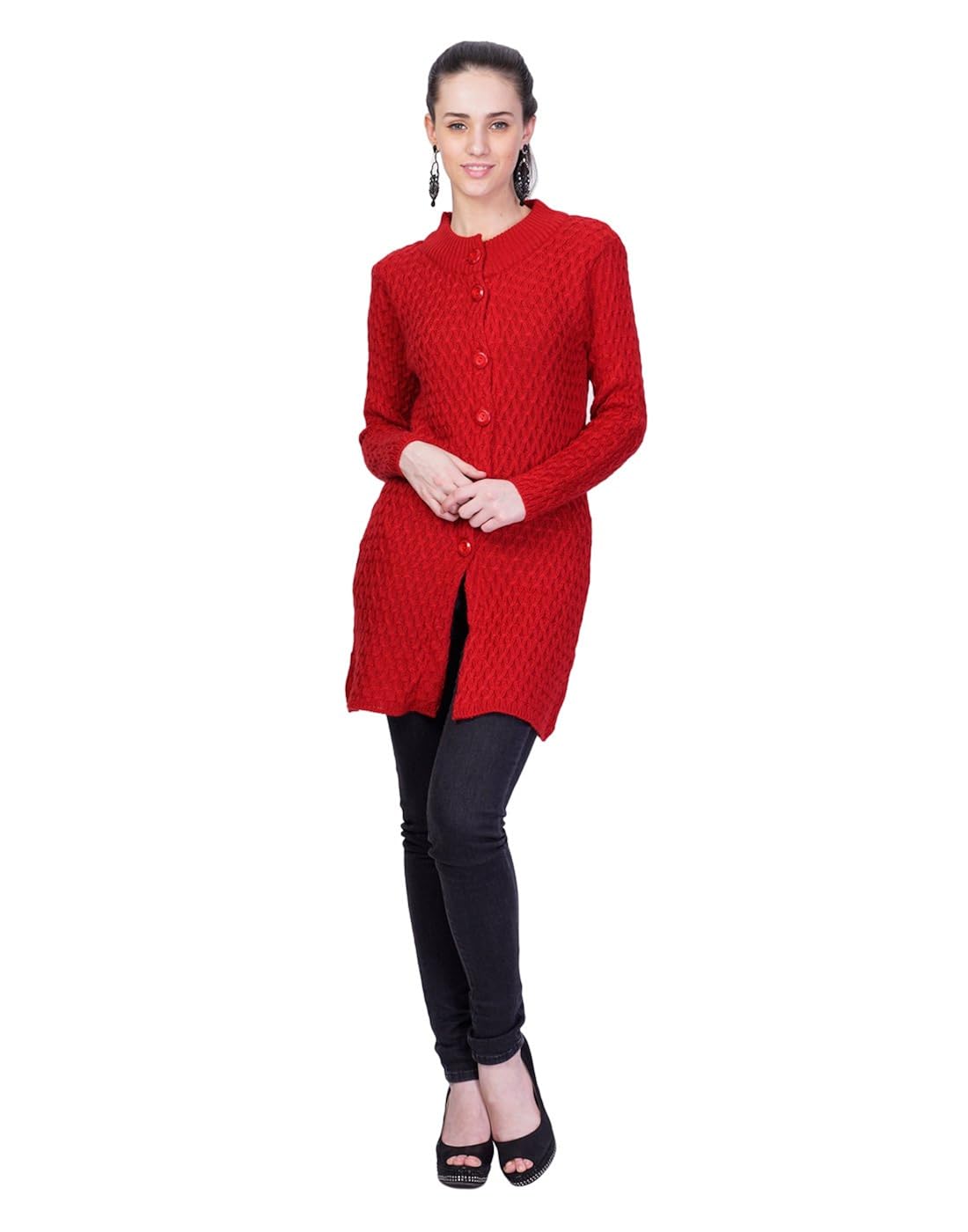 montrex red designer long coat for women