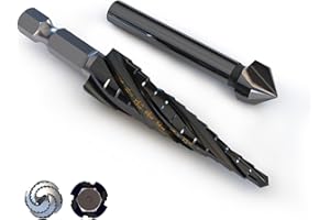 METOTY (1/8" to 1/2") Step Drill Bits Set Cobalt & High-Speed Steel Kit for Metal, Stainless Steel, Aluminum, Wood, Plastic - Impact Ready with 1/4" Hex Shank