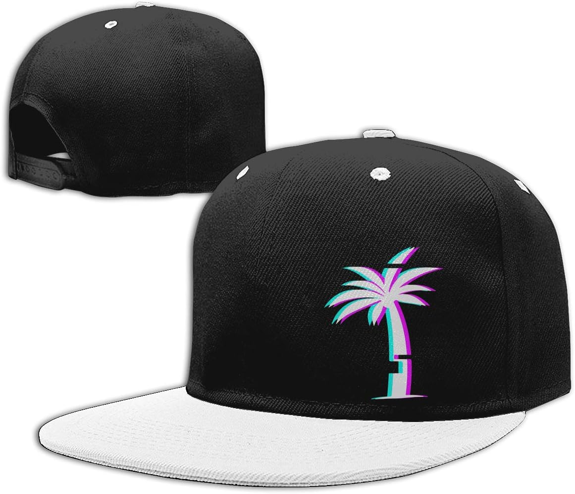 MAOHOP Glitch Aesthetic Vaporwave Palm Tree Men Women Hip Hop Hat Trucker Flat Hats Adjustable Snapback Hats