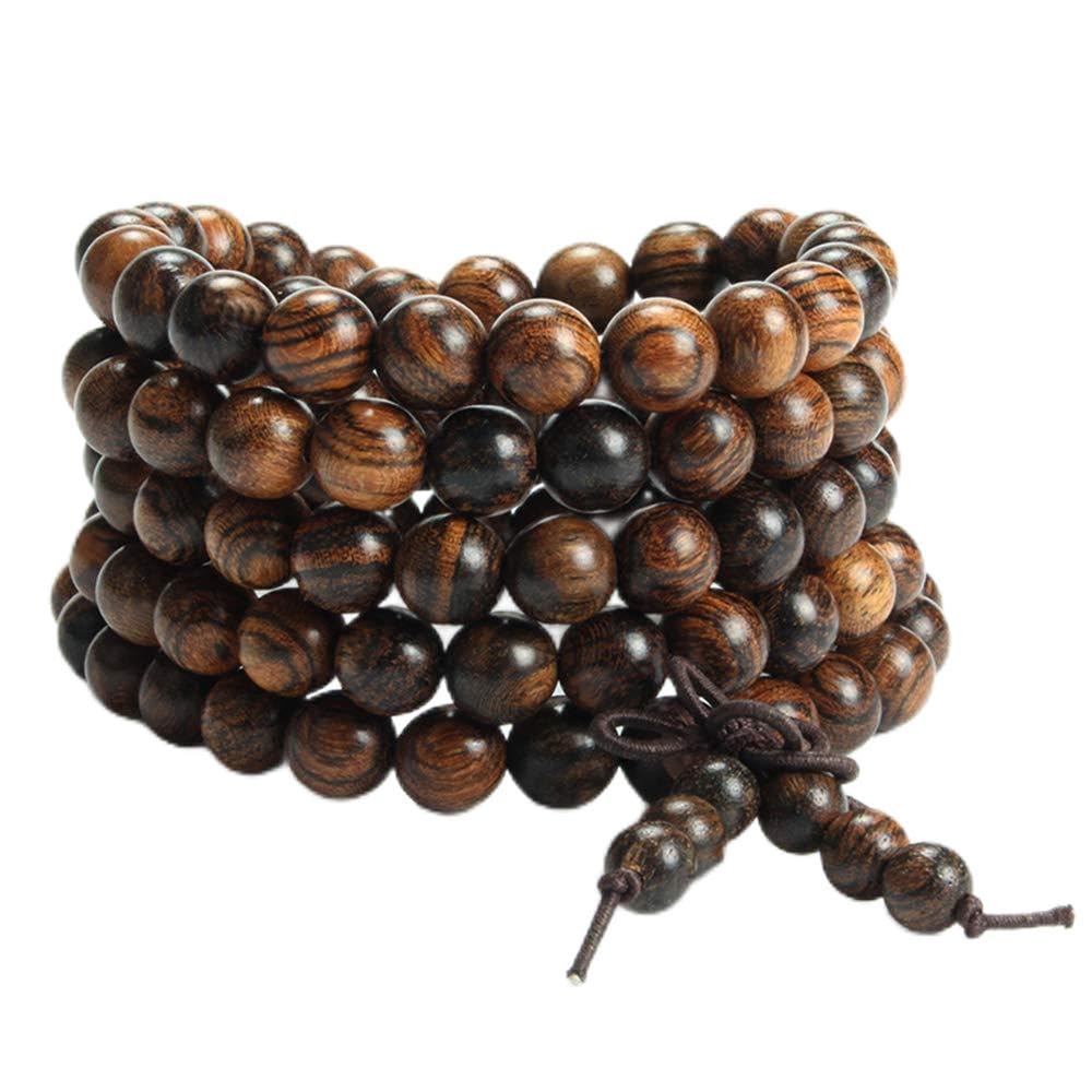 Epoch World 108 Prayer Beads Bracelet 8mm Natural Wood Tibetan Buddhist Buddha Mala Meditation bead bracelet/Necklace for Men Women in gift box