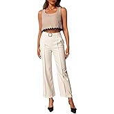 winkbay Women's Elegant High Waisted Dress Pants Straight Leg Business Casual Trousers with Pockets