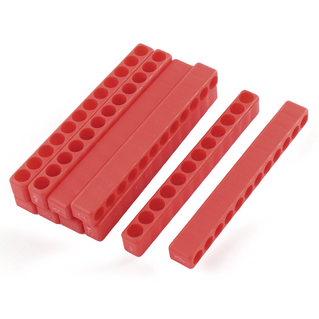 Sourcingmap 4" Long 7mm Dia 12 Holes Screwdriver Bit Holder Block Red 10 Pcs