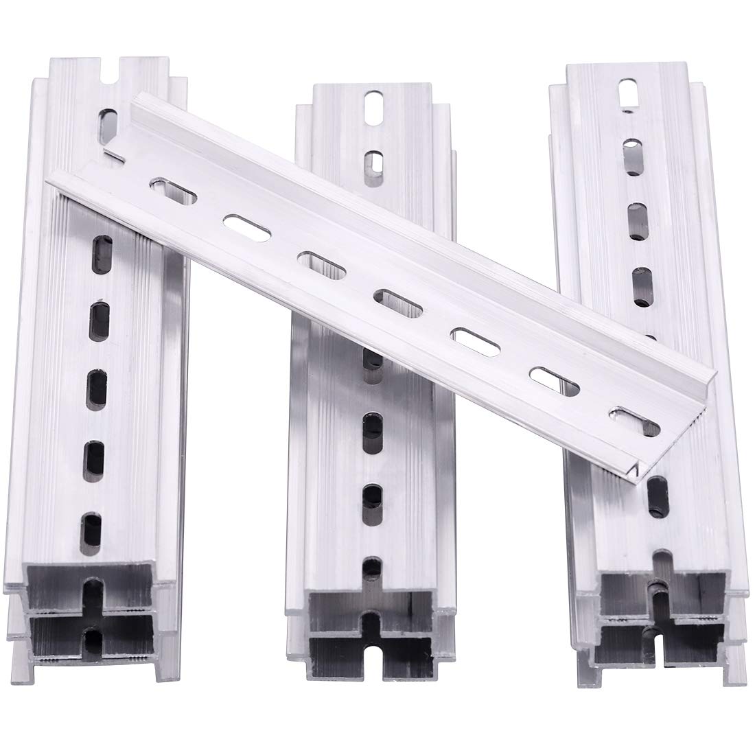 Keadic 15Pcs DIN Rail Slotted Aluminum RoHS Assortment Kit, 6 Inches Long 35mm Wide 7.5mm High — image 1