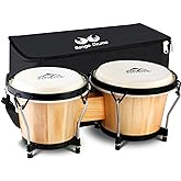 EastRock Bongo Drum 6&rdquo; and 7&rdquo; Set for Adults Beginners Professionals Tunable Wood and Metal Drum Percussion Instruments with Bag and Tuning Wrench
