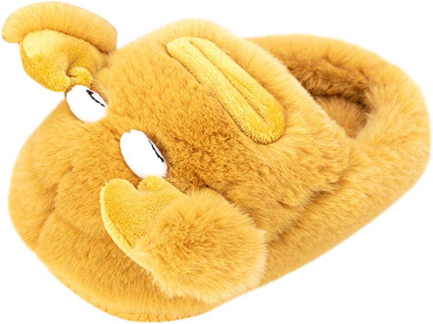 Xingopy Toddler Shoes Baby Boys Girls Fluffy Little Kids Shoes Warm Slip-on Shoes Cute Cartoon Animal Home Slippers