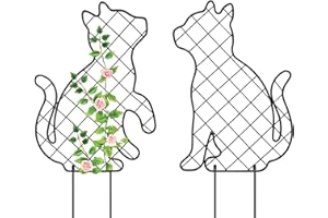 HOKFIRM Metal Cat Garden Stakes outdoor Metal Cat Statue Animal outdoor Decor Stakes Set of 2