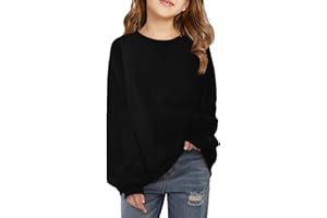 Haloumoning Girls Casual Crewneck Sweatshirts Kids Long Sleeve Oversized Fashion Pullover Tops 5-14 years