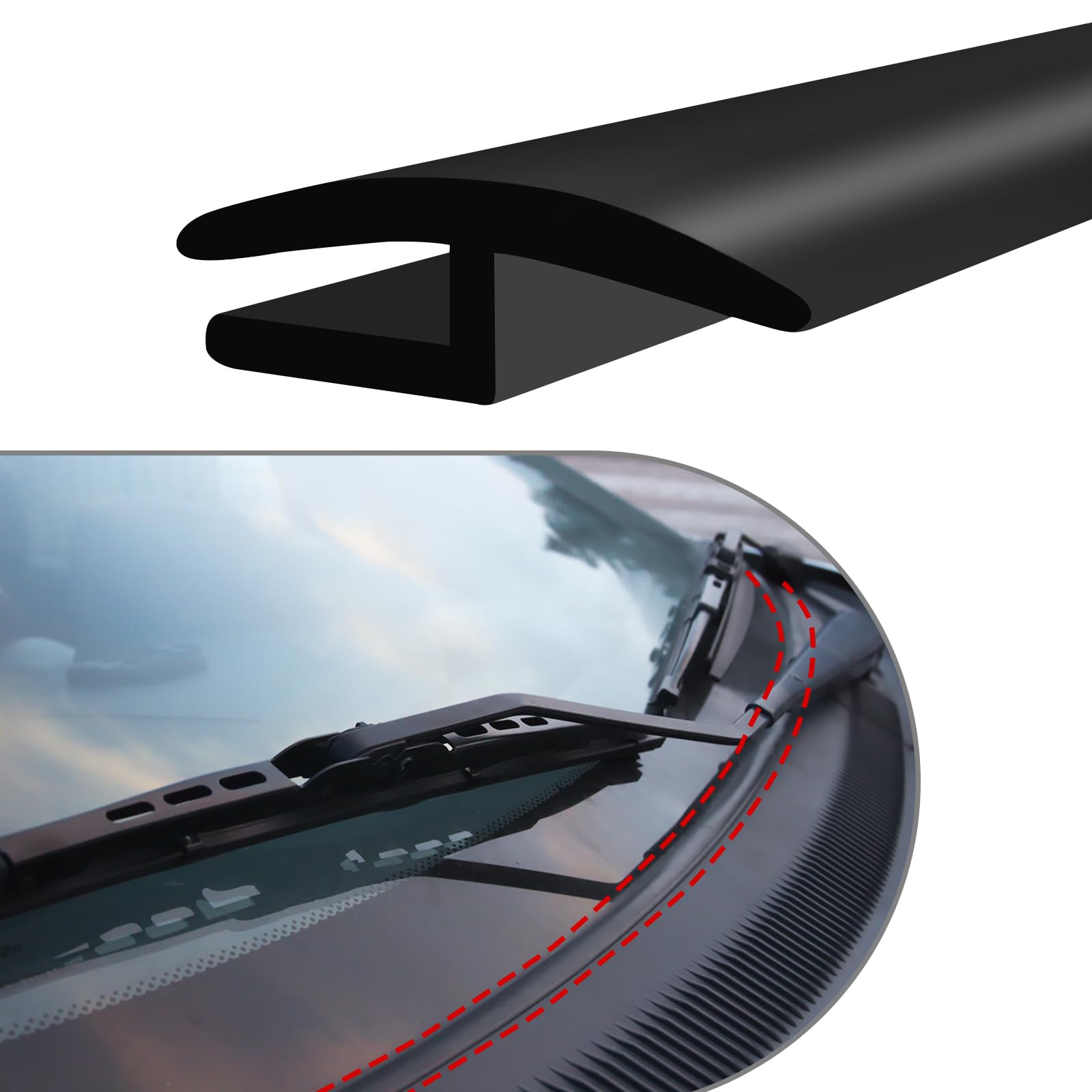 Photo 1 of 1.8M/6Ft Windshield Cowl Rubber Seal Strip, H-Shape Window Door Sunroof Seal, Waterproof & Soundproof Molding Trim Strips, Cuttable Weather Stripping Seal Strip for Cars/Trucks/SUVs