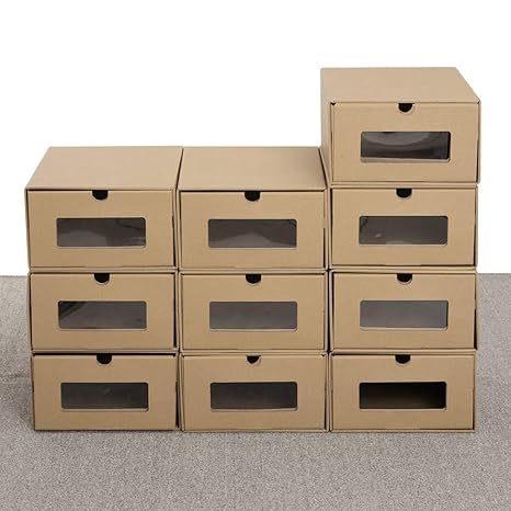 Homgrace Pull Out Modular Storage Box Carboard 10 Pairs Stackable