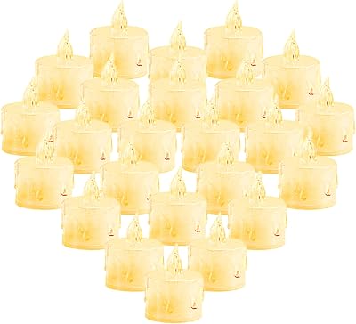KOOSREEL Battery Tea Lights 24pk Warm Yellow Flameless LED Candles 100+ Hours
