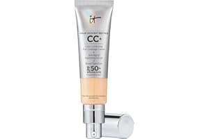 IT Cosmetics CC+ Cream - Natural Full Coverage Foundation With SPF 50+, Color Corrector & Anti-Aging Hydrating Serum, Hyaluronic Acid + Peptides, Lightweight Up To 24H Wear, All Skin Types- 1.08 fl oz