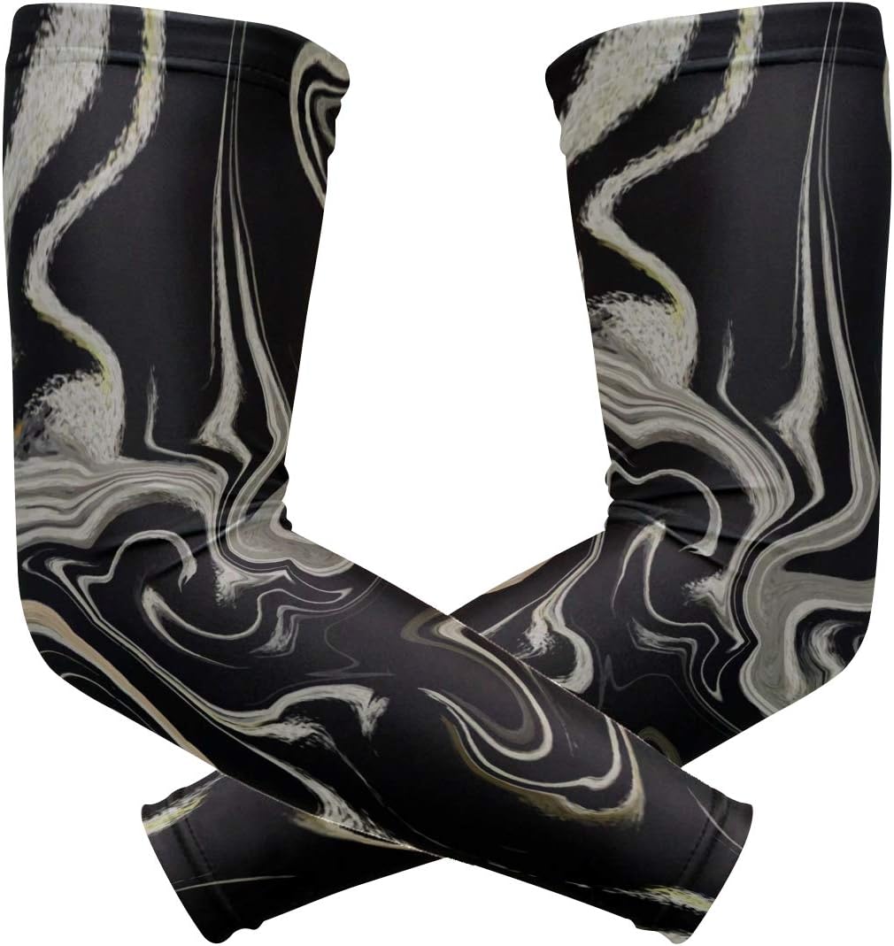 Womens Running Arm Sleeves Natural Pink And Blue Marble Imitation Print Ice Silk Uv