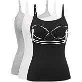 Womens Tank Tops Adjustable Strap Camisole with Built in Padded Bra Vest Sleeveless Layer Top 1/2/3 Packs