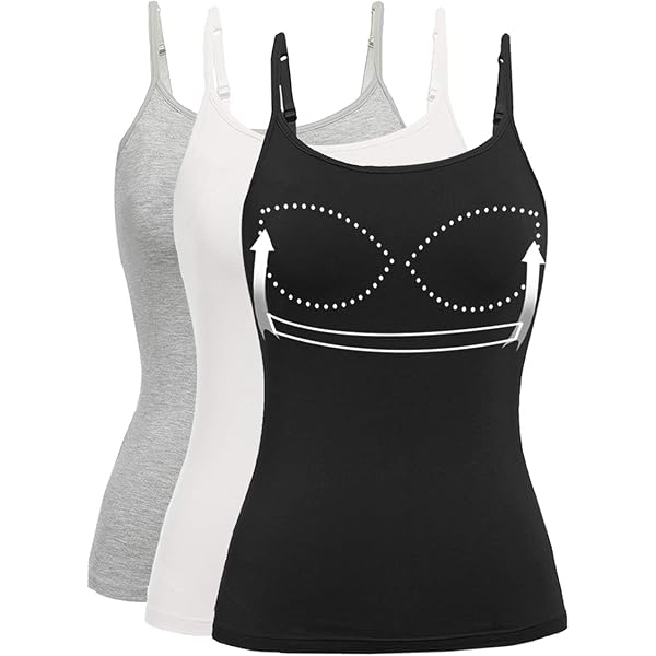 KIWI RATA Women's Cami with Built-in Bra Adjustable Strap