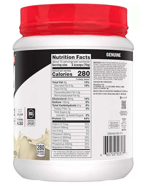 MUSCLE MILK LEAN MUSCLE VANILLA CREME PROTEIN POWDER, 1.93 POUND (PACK OF 1)