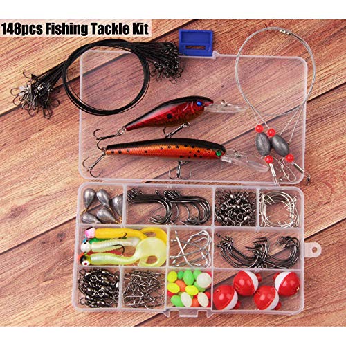 Salzwasser Surf Angelset 148 Stück Angelköder Tackle Box mit Angelköder-Rigs, Fischhaken, Salzwasserköder… – Bild 3
