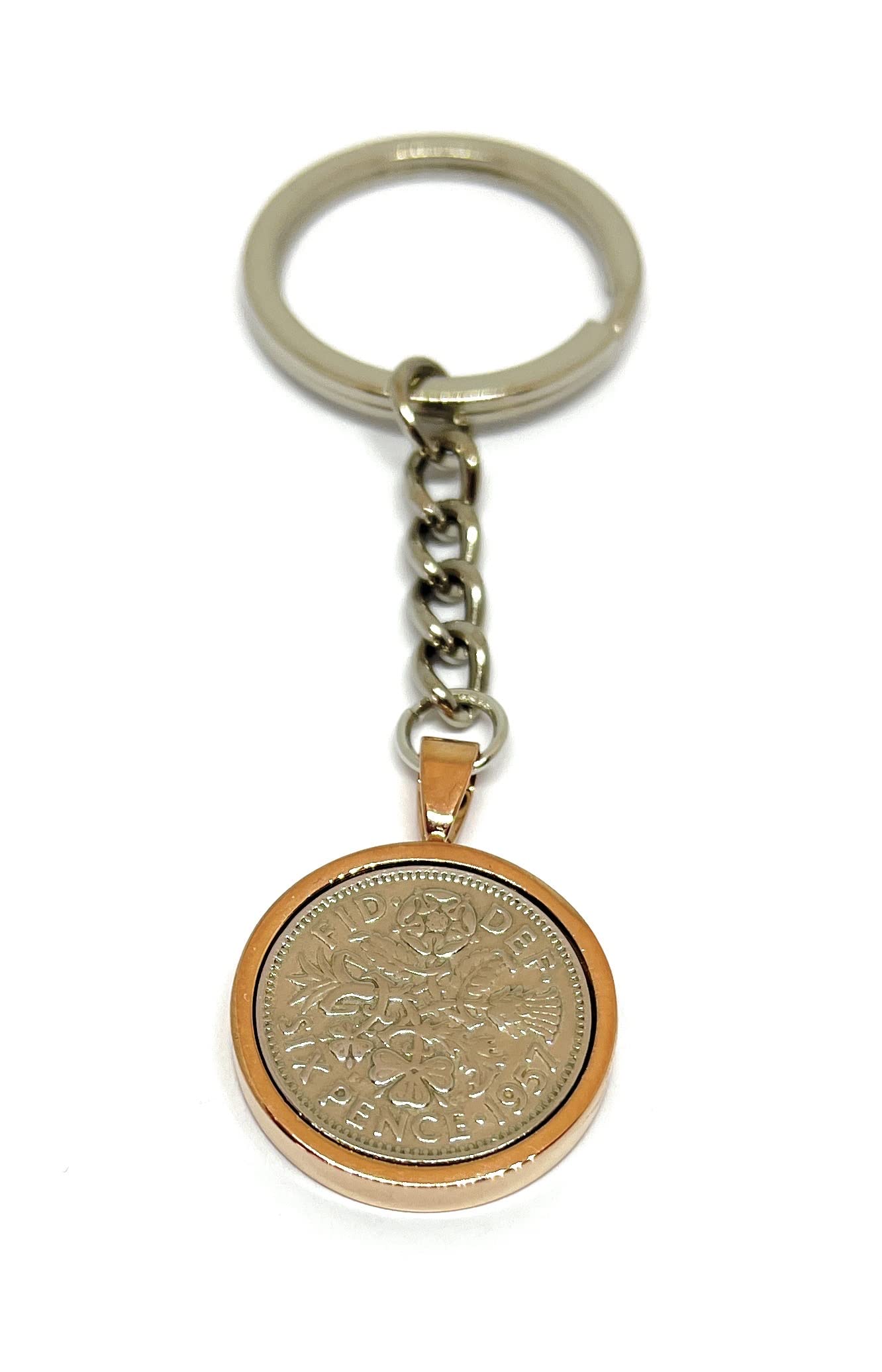 1954 72nd Cross Birthday Keyring-British Sixpence Keyring- Mum, Dad, Brother, Sister- 72nd Birthday-Coin Keyring, Sixpence Coin, 72nd Anniversary Silver