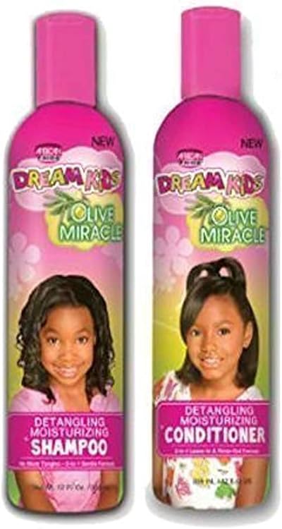 African Pride Dream Kids Olive Miracle Detangling Shampoo Conditioner Set 355ml